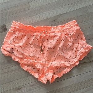 Victoria Secret Neon Orange Lace Eyelet Shorts - Size M
